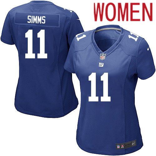 Women New York Giants #11 Phil Simms Nike Royal Game NFL Jersey